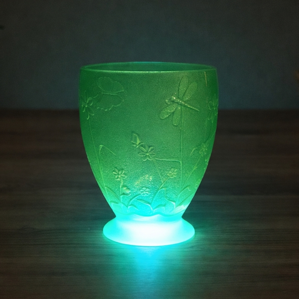 ✨ Uranium Glass Cherry Blossom Vase • Green Depression Glass • 1930s